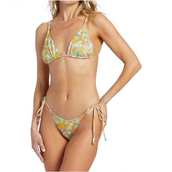 NEW BILLABONG on the bright side tie hike bikini bottom in palm green - Picture 1 of 3